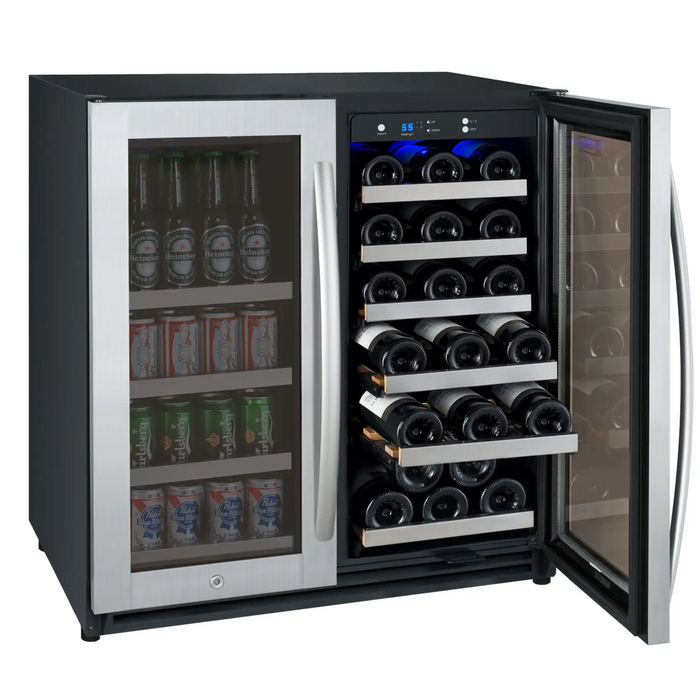 Allavino 30" FlexCount II Tru-Vino Dual Zone Built-In Wine Cooler & Beverage Center with 30 Bottle & 88 Can Capacity VSWB30-2SF20