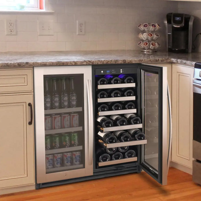 Allavino 30" FlexCount II Tru-Vino Dual Zone Built-In Wine Cooler & Beverage Center with 30 Bottle & 88 Can Capacity VSWB30-2SF20