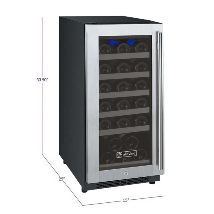 Allavino 15" FlexCount II Tru-Vino Single Zone Wine Cooler with 30 Bottle Capacity VSWR30-1SL20