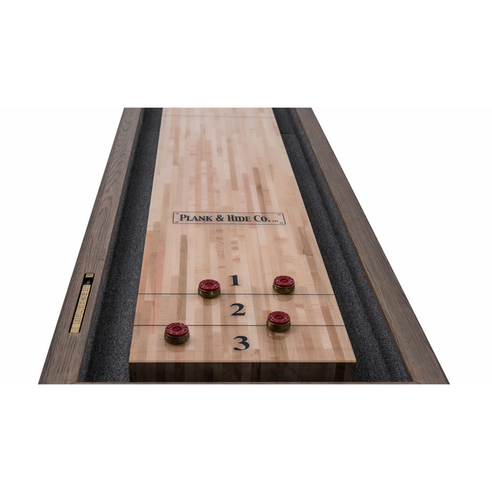 Plank & Hide Beaumont Shuffleboard Table with Bowling Pin Set and White Glove Delivery