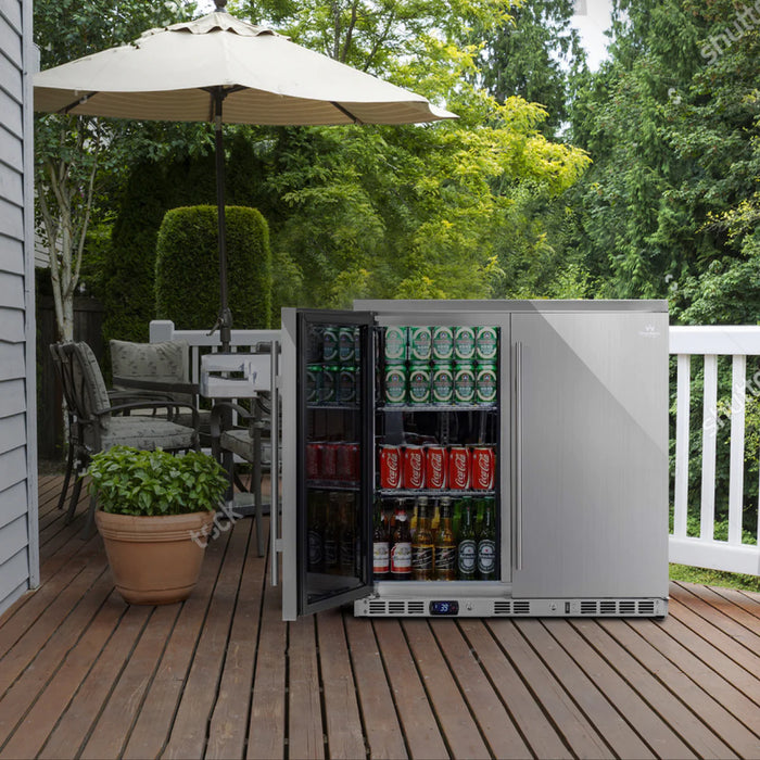 KingsBottle 35.4" Outdoor Dual Zone Beverage Center with 198 Can Capacity KBU56ASD