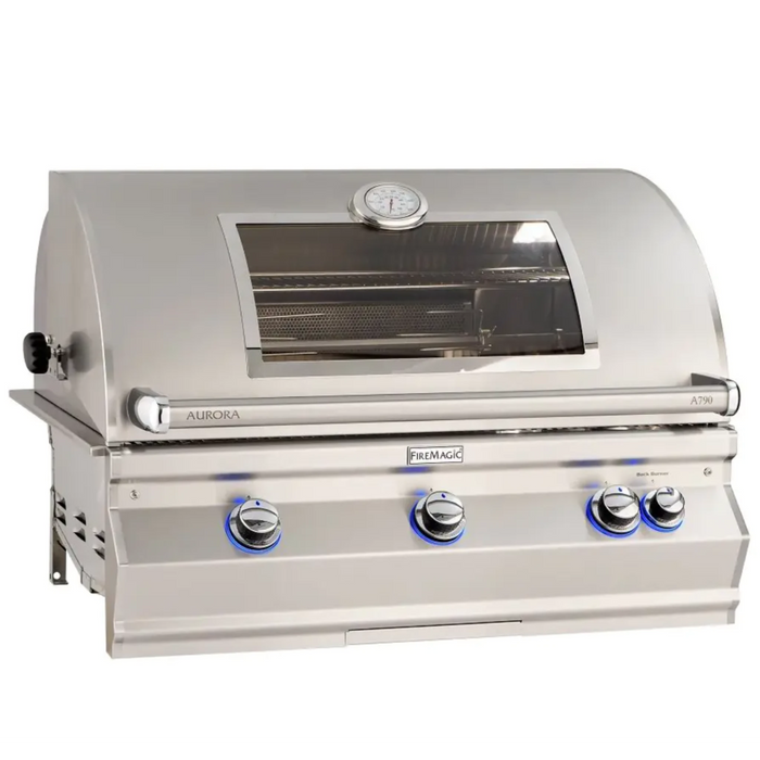 Fire Magic Aurora A790I 36" Built-In Outdoor Grill with Magic View Window, Rotisserie & Analog Thermometer - A790I-8EA-W