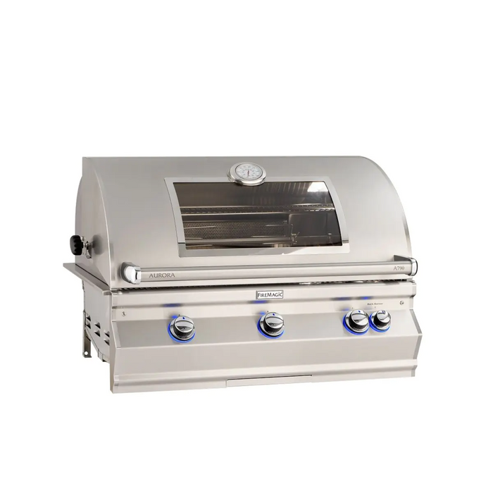 Fire Magic Aurora A790I 36" Built-in Outdoor Grill with One Infrared Burner, Magic View Window, Rotisserie & Analog Thermometer - A790I-8LA-W