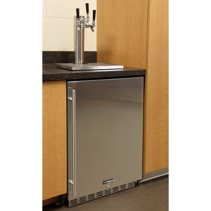 Kegco 24" Triple Faucet Freestanding or Built-in Indoor Kegerator - HK38BSU-3