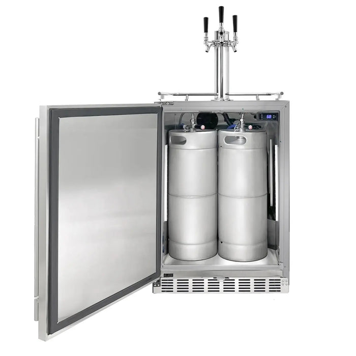 Kegco 24" Triple Faucet Freestanding or Built-in Outdoor Kegerator - HK38SSU-3