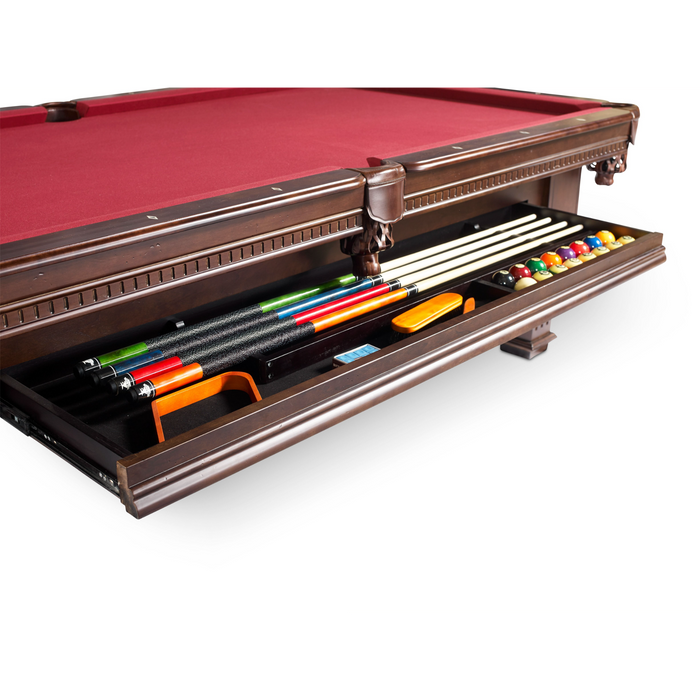 Plank & Hide Talbot Wood Pool Table with Drawer (Size 8') 87010-MOC with Accessory Kit and White Glove Delivery