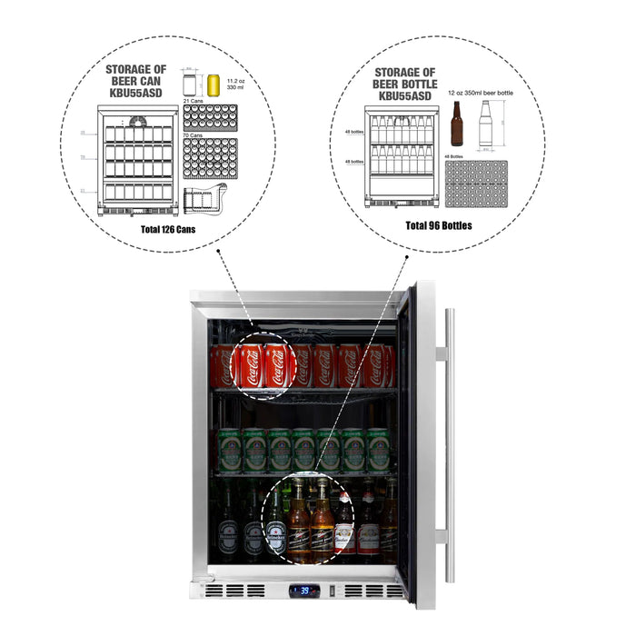 KingsBottle 23.5" Outdoor Single Zone Beverage Center with 126 Can Capacity KBU55ASD